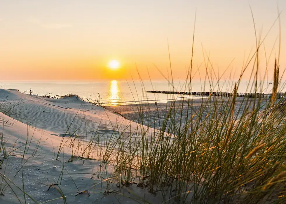 Dünen und Sonnenuntergang